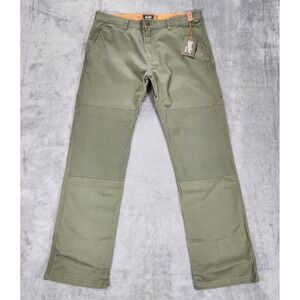 Howler‎ Bros ATX Work Pants Mens 38x32 Green Canvas Stretch Workwear Chino